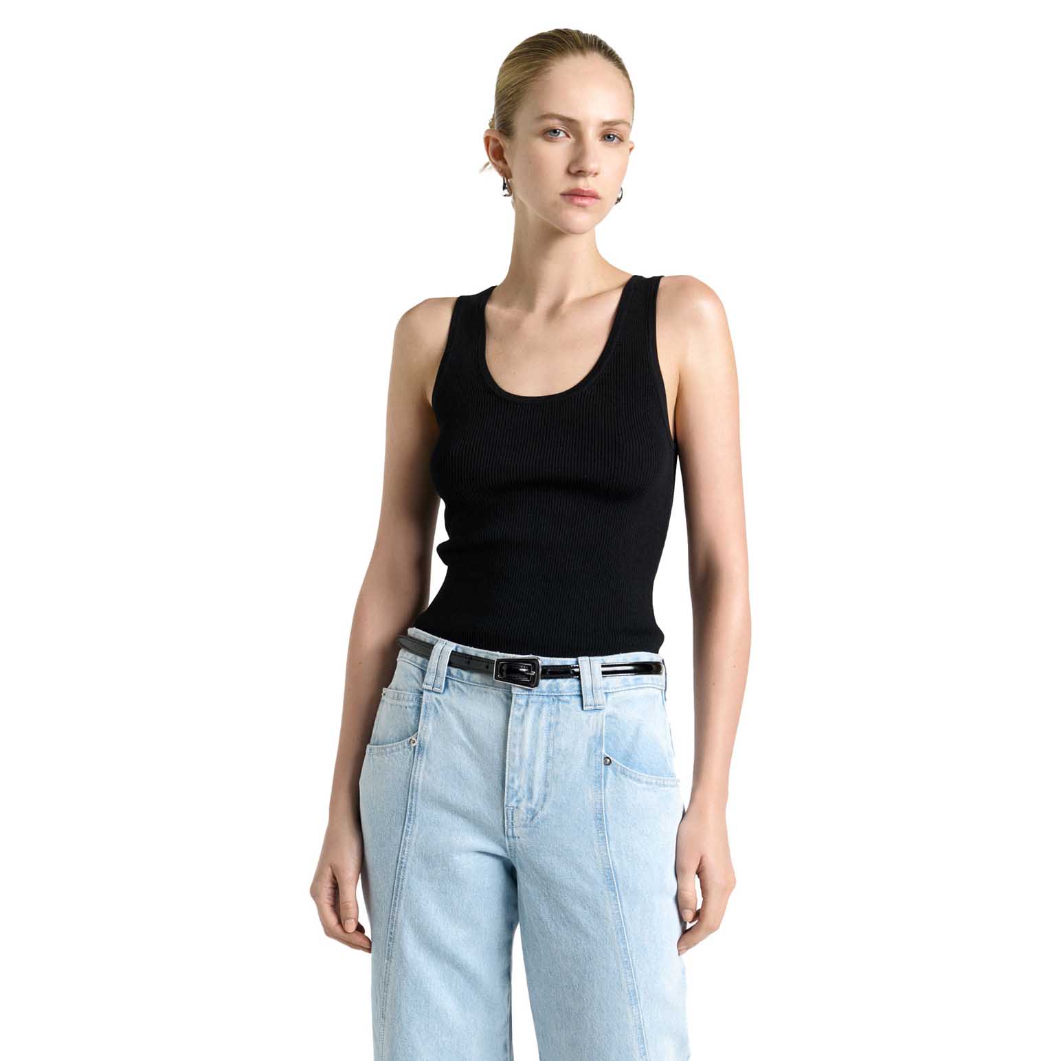 Cue Scoop Neck Ribbed Knit Tank